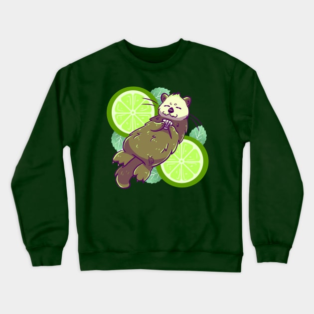 Lime Sea Otter Splash Crewneck Sweatshirt by LeafBunnyStudios